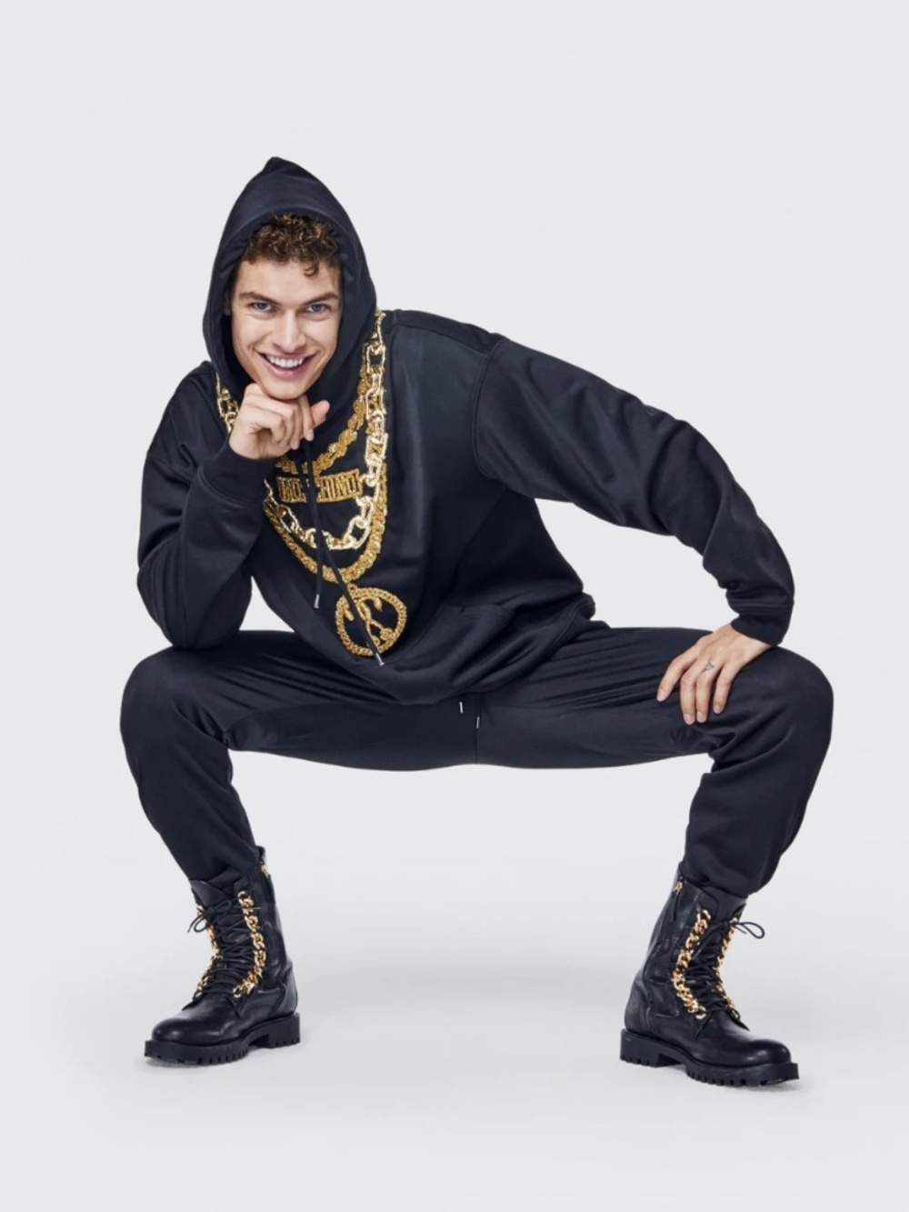 FULL LOOK Moschino H&M mens hoodie and pants set up rare item hm top and bottom